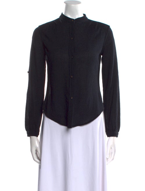 Suzie Kondi Mock Neck Long Sleeve Button-Up Top