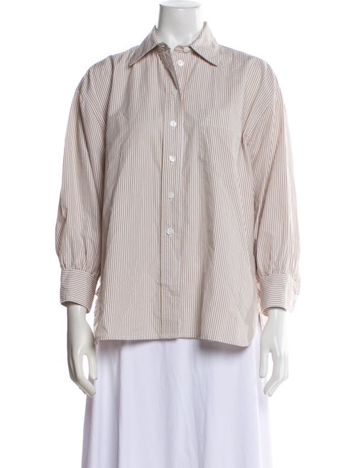 Suzie Kondi Striped Three-Quarter Sleeve Button-Up Top