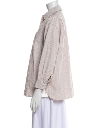 Suzie Kondi Striped Three-Quarter Sleeve Button-Up Top