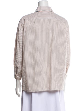 Suzie Kondi Striped Three-Quarter Sleeve Button-Up Top