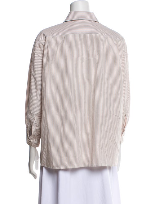 Suzie Kondi Striped Three-Quarter Sleeve Button-Up Top