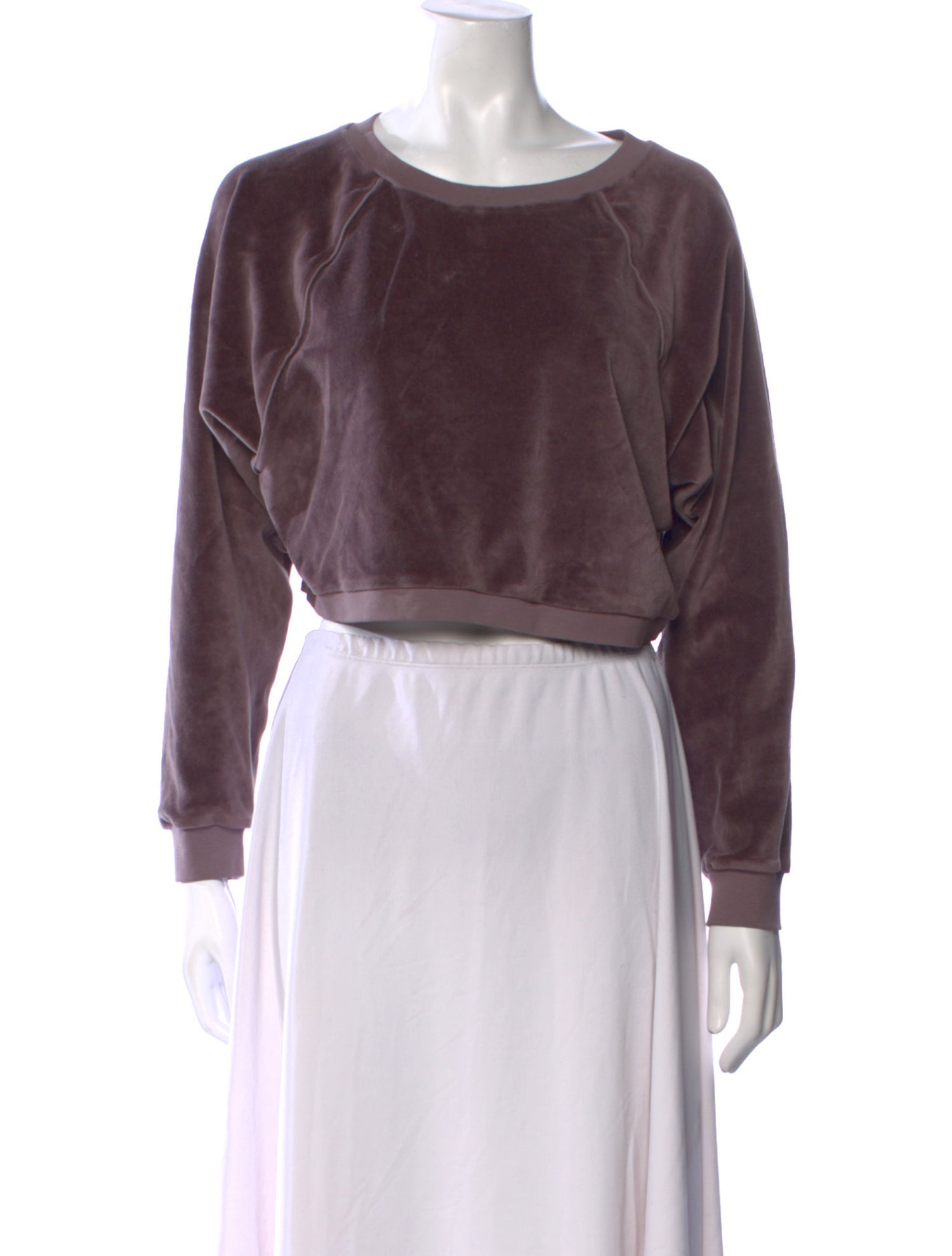 Suzie Kondi Bateau Neckline Long Sleeve Crop Top