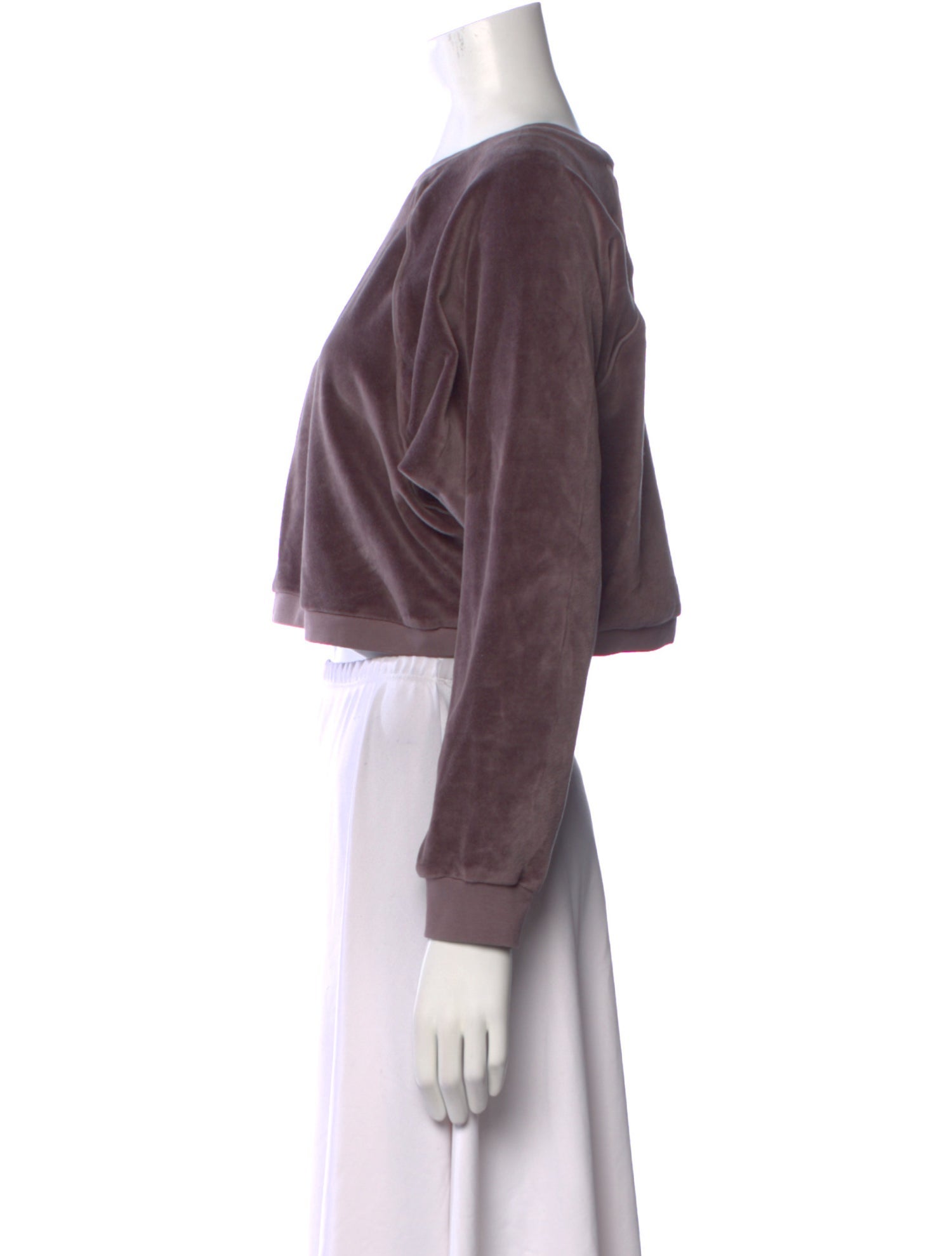 Suzie Kondi Bateau Neckline Long Sleeve Crop Top