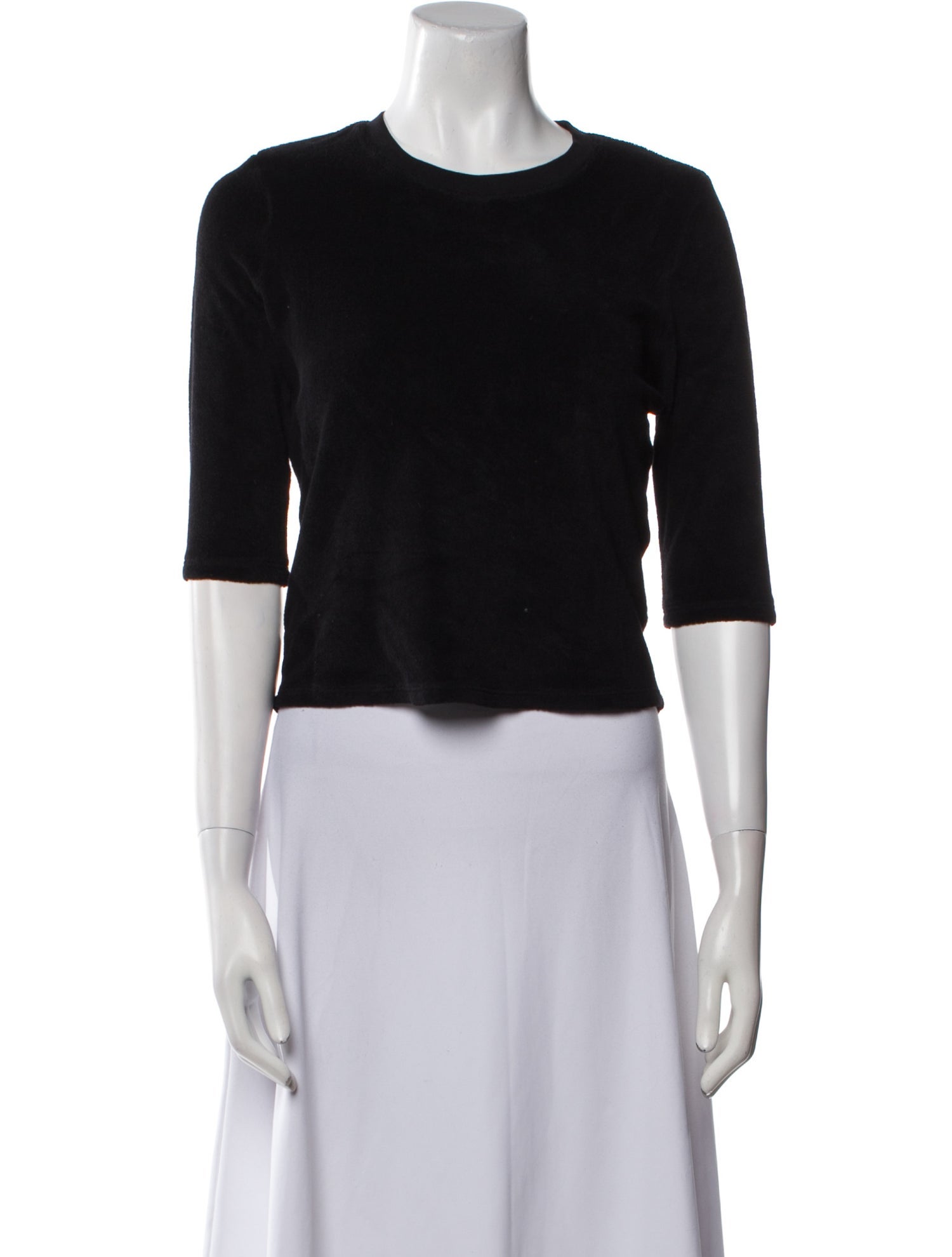 Suzie Kondi Crew Neck Three-Quarter Sleeve Crop Top