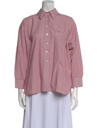 Suzie Kondi Striped Three-Quarter Sleeve Button-Up Top