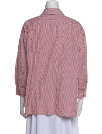 Suzie Kondi Striped Three-Quarter Sleeve Button-Up Top