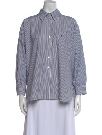 Suzie Kondi Striped Three-Quarter Sleeve Button-Up Top