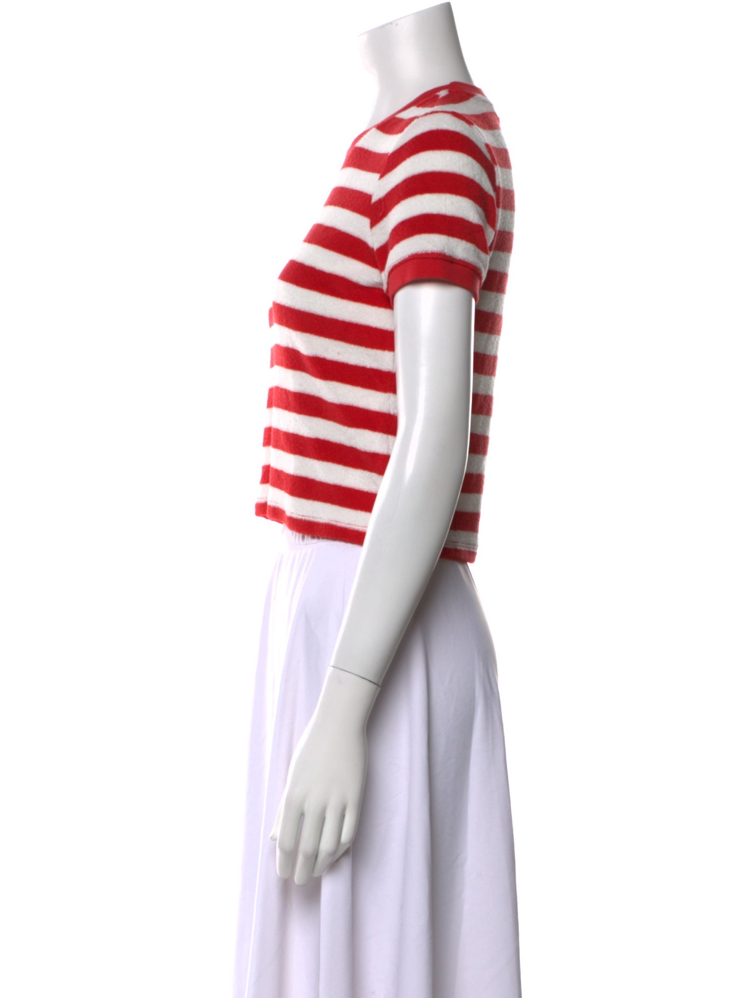 Suzie Kondi Striped Crew Neck Crop Top