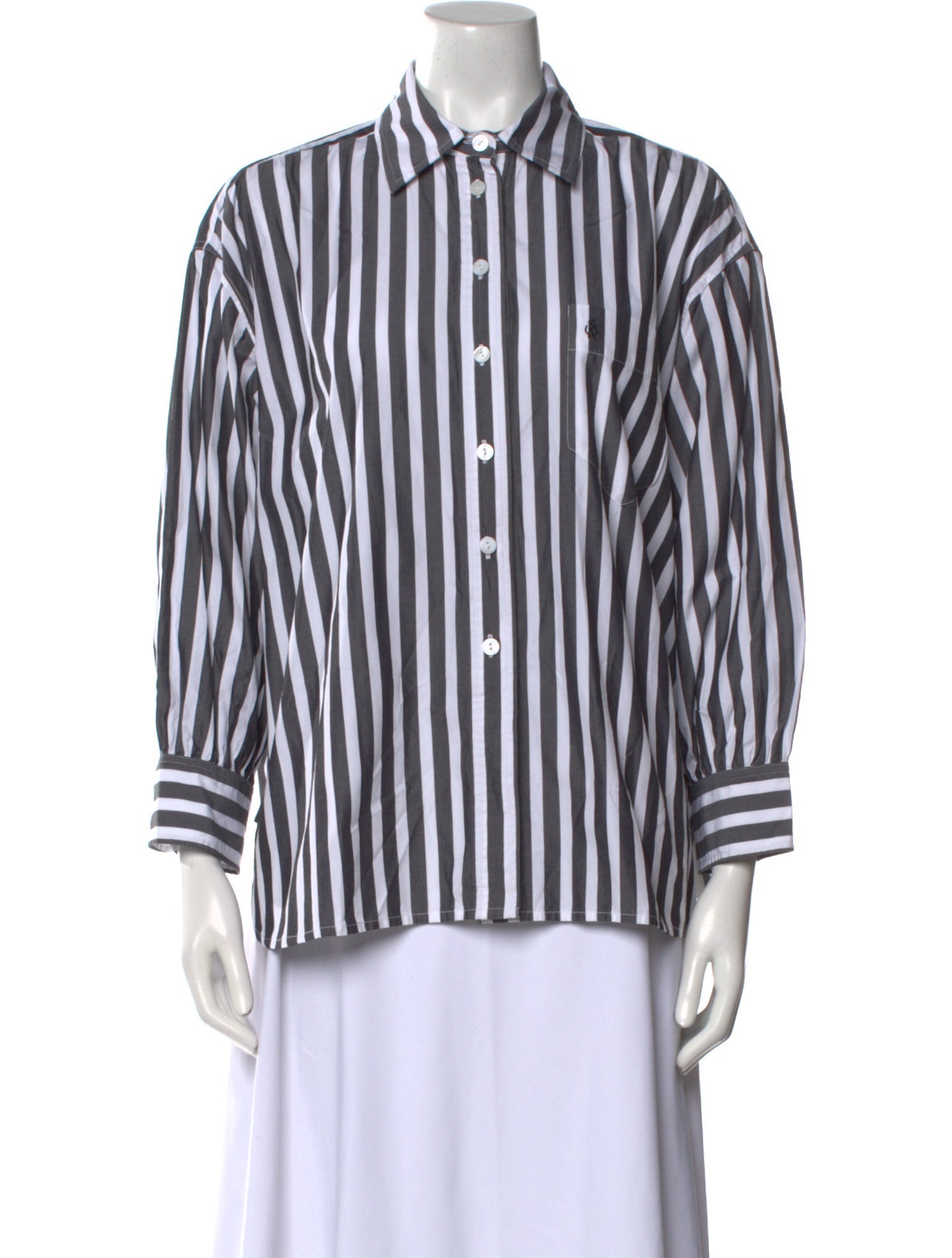 Suzie Kondi Striped Three-Quarter Sleeve Button-Up Top