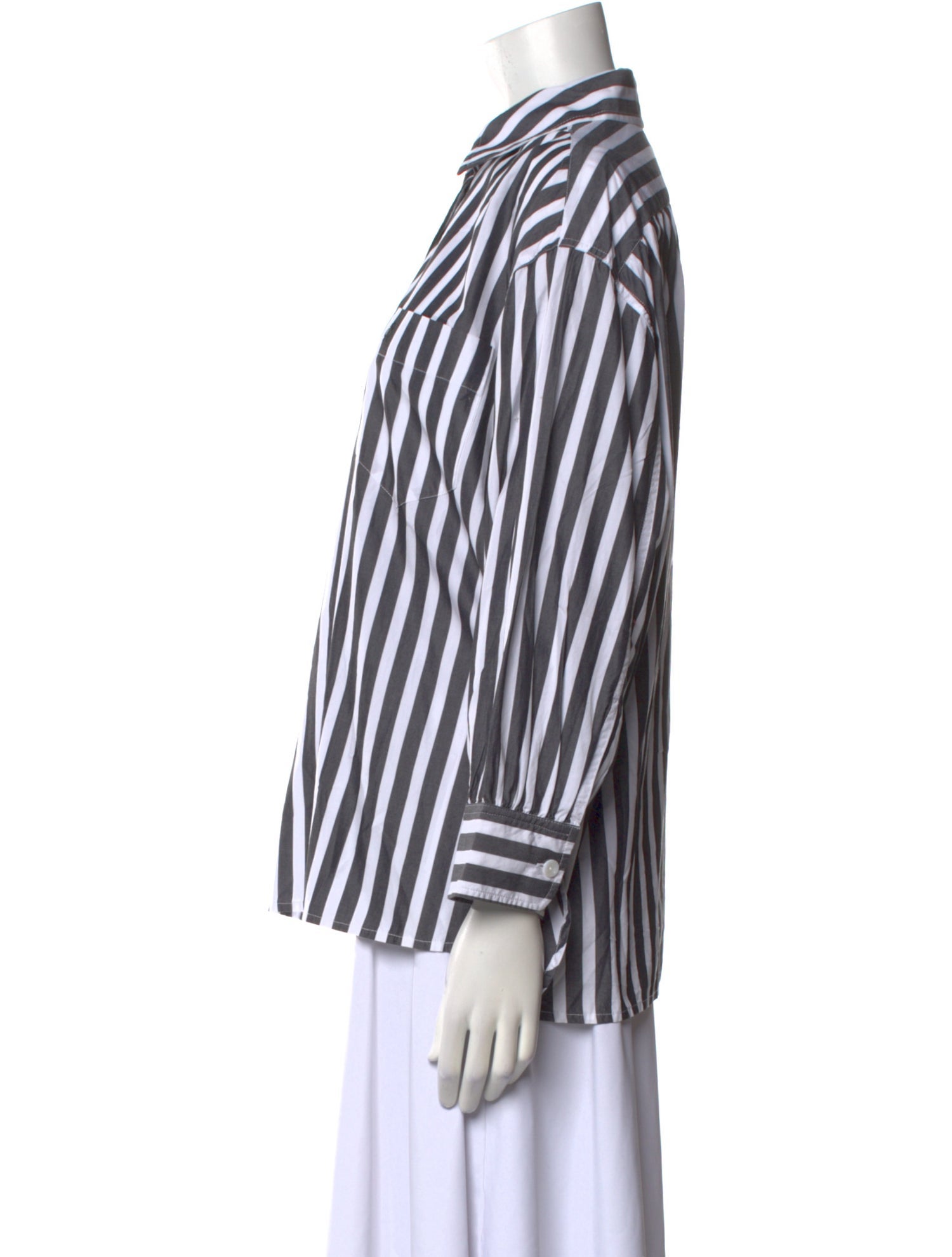 Suzie Kondi Striped Three-Quarter Sleeve Button-Up Top