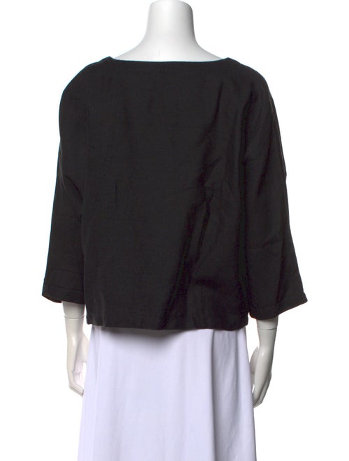 Suzie Kondi Linen Bateau Neckline Crop Top