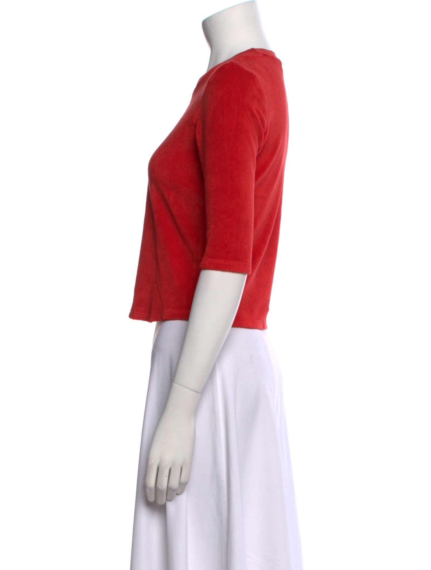 Suzie Kondi Crew Neck Three-Quarter Sleeve Crop Top