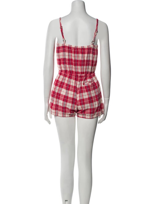 Suzie Kondi Plaid Print Square Neckline Romper