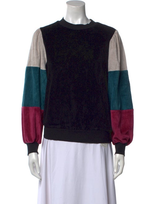 Suzie Kondi Colorblock Pattern Crew Neck Sweatshirt