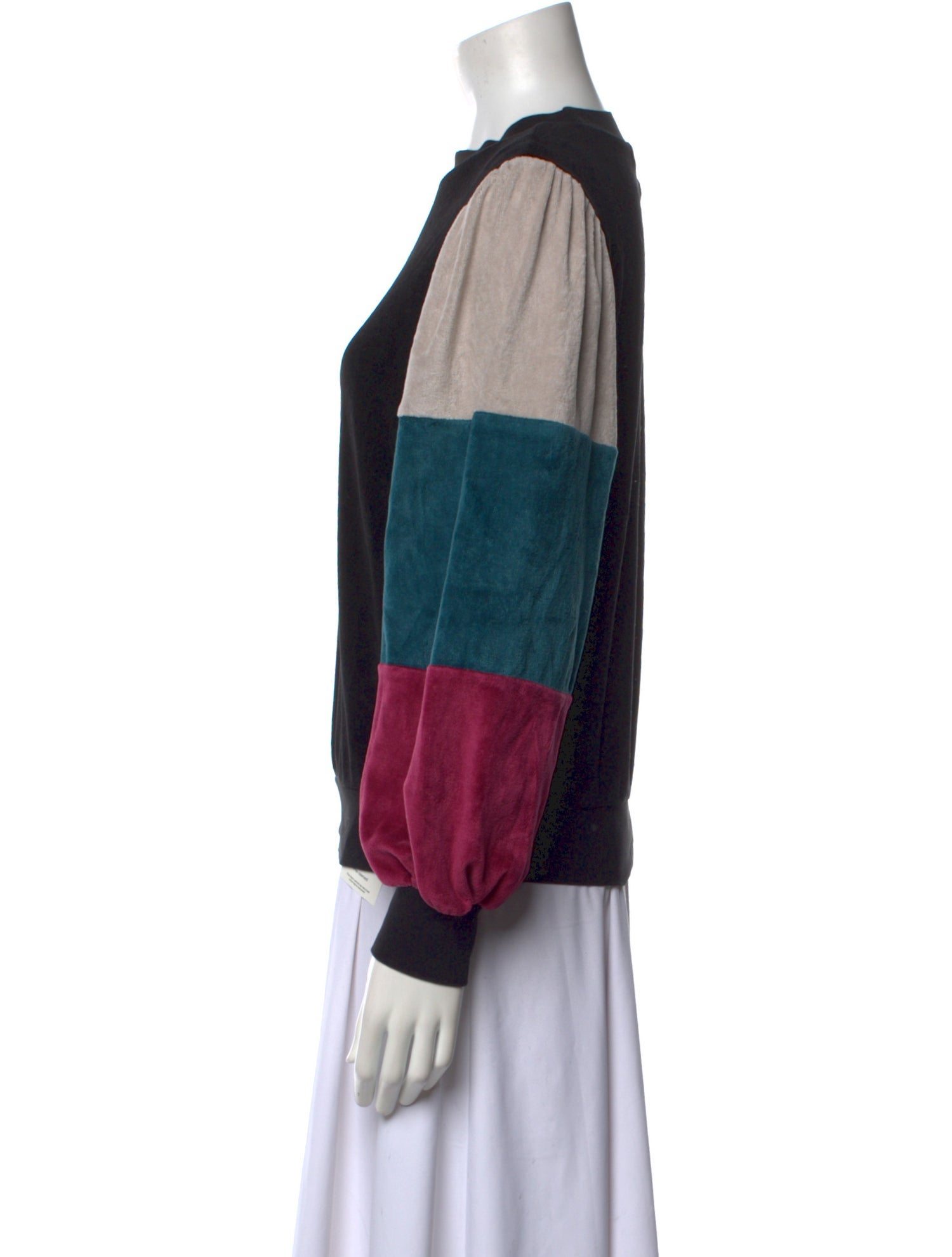 Suzie Kondi Colorblock Pattern Crew Neck Sweatshirt