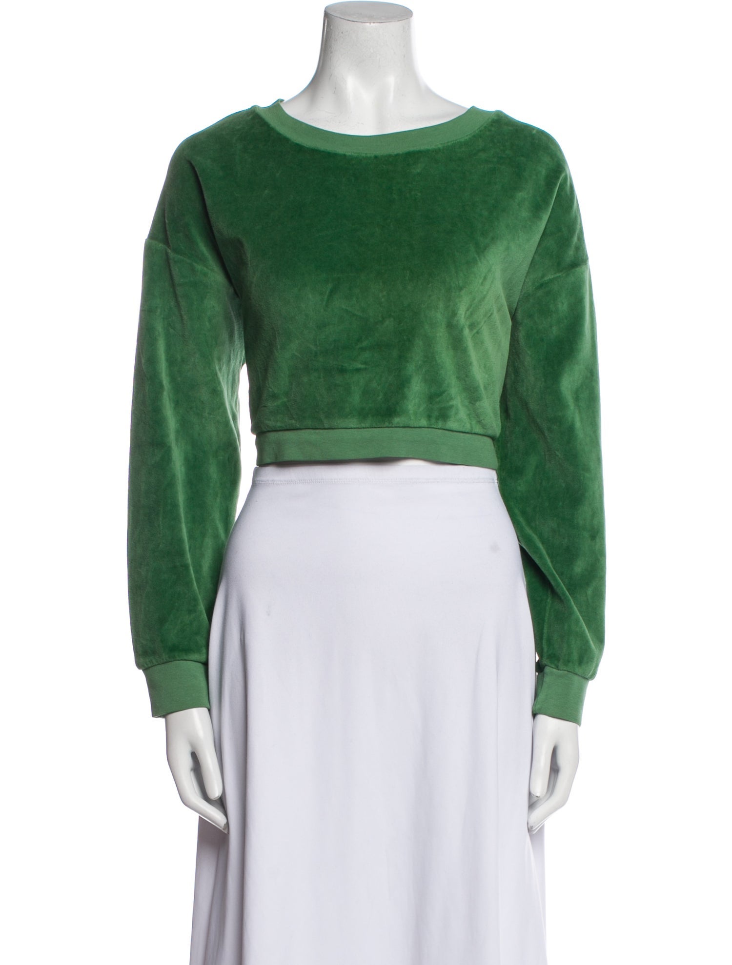 Suzie Kondi Bateau Neckline Long Sleeve Crop Top