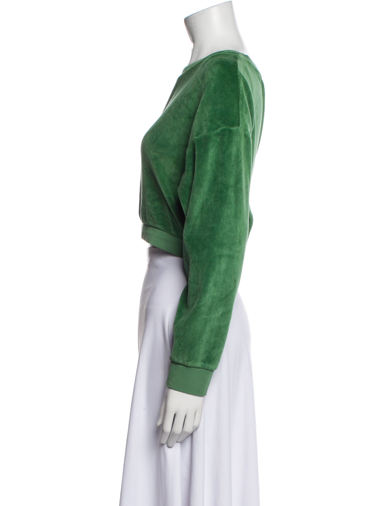 Suzie Kondi Bateau Neckline Long Sleeve Crop Top