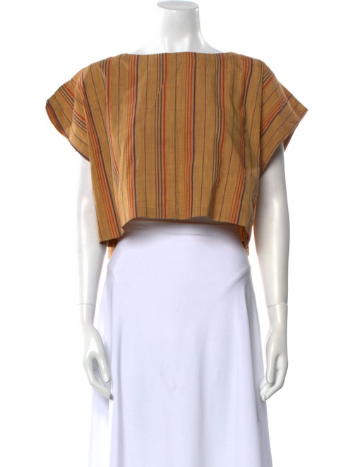 Suzie Kondi Striped Bateau Neckline Crop Top