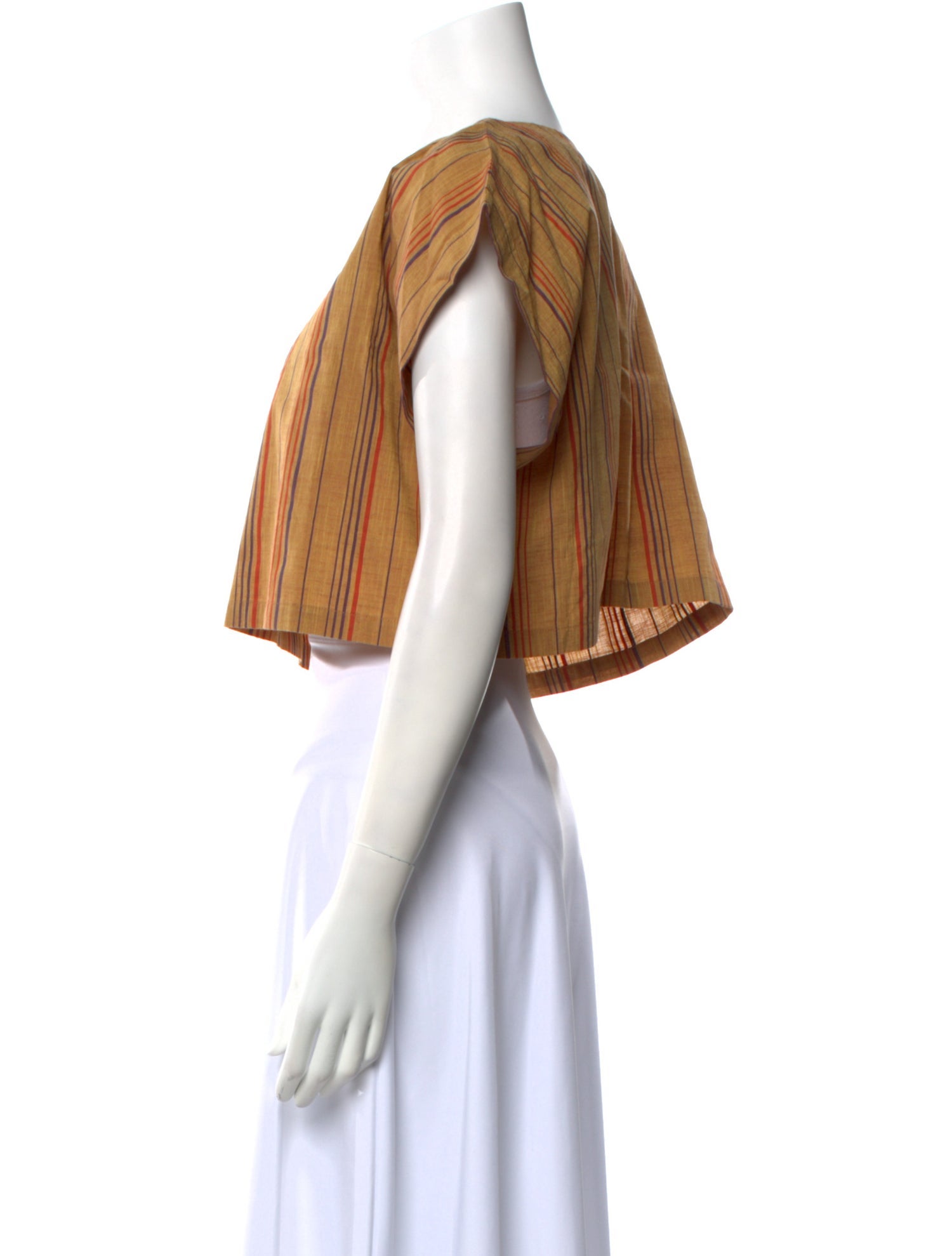 Suzie Kondi Striped Bateau Neckline Crop Top