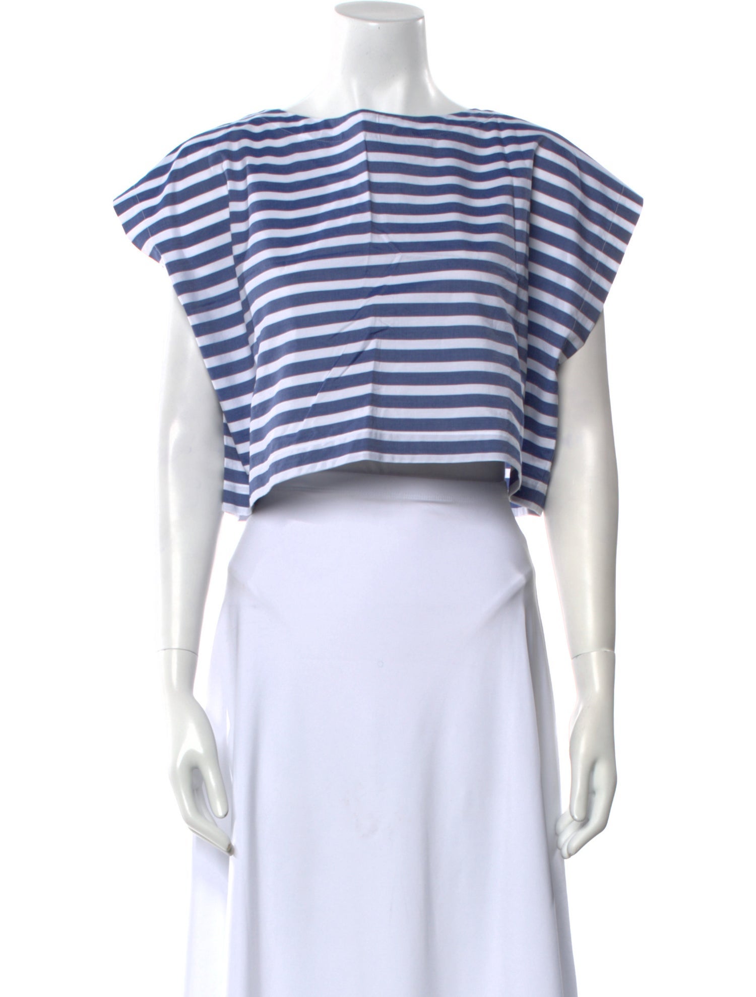 Suzie Kondi Striped Bateau Neckline Crop Top
