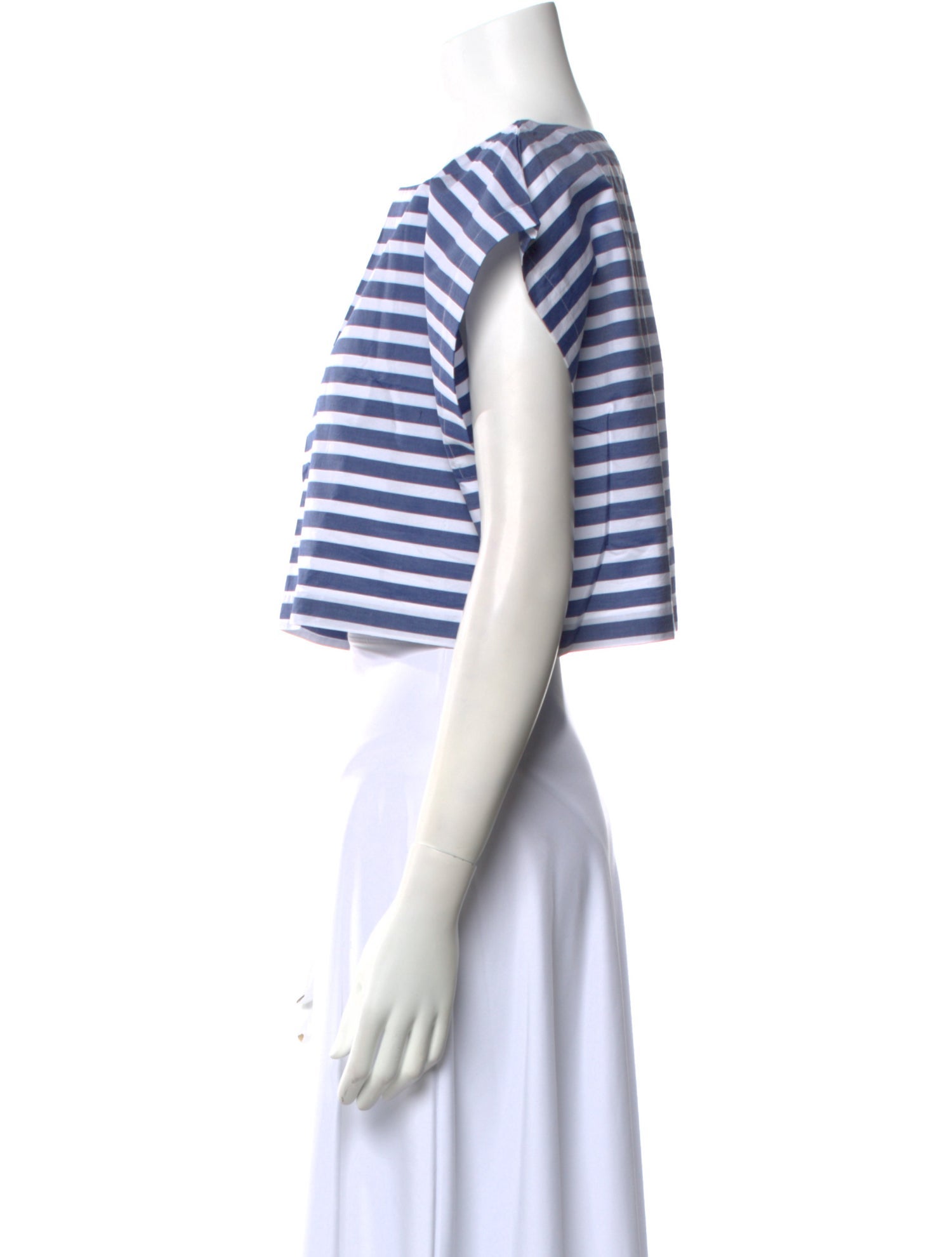 Suzie Kondi Striped Bateau Neckline Crop Top