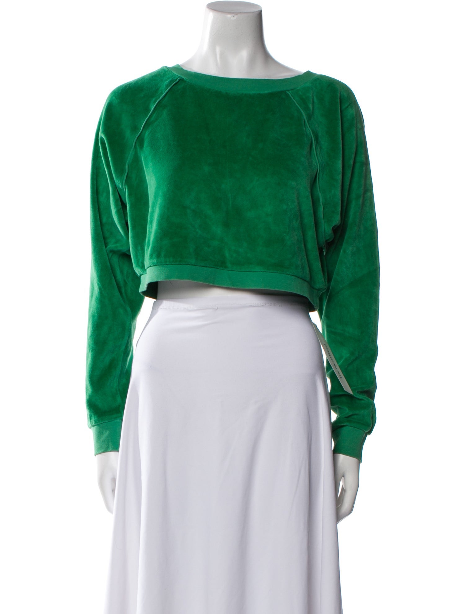 Suzie Kondi Bateau Neckline Long Sleeve Crop Top