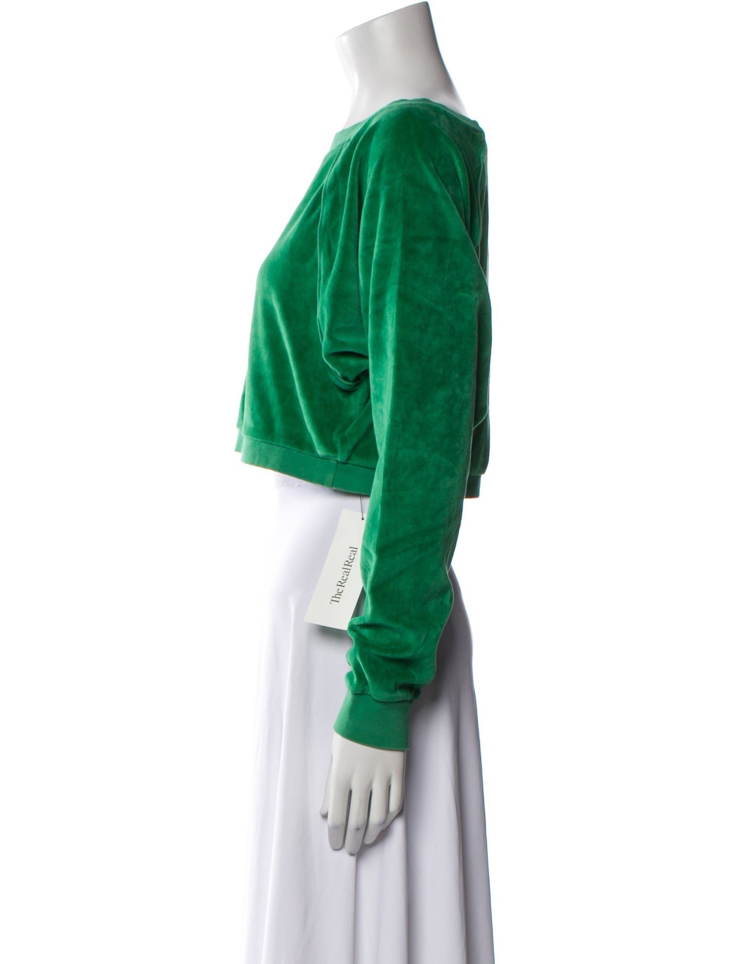 Suzie Kondi Bateau Neckline Long Sleeve Crop Top