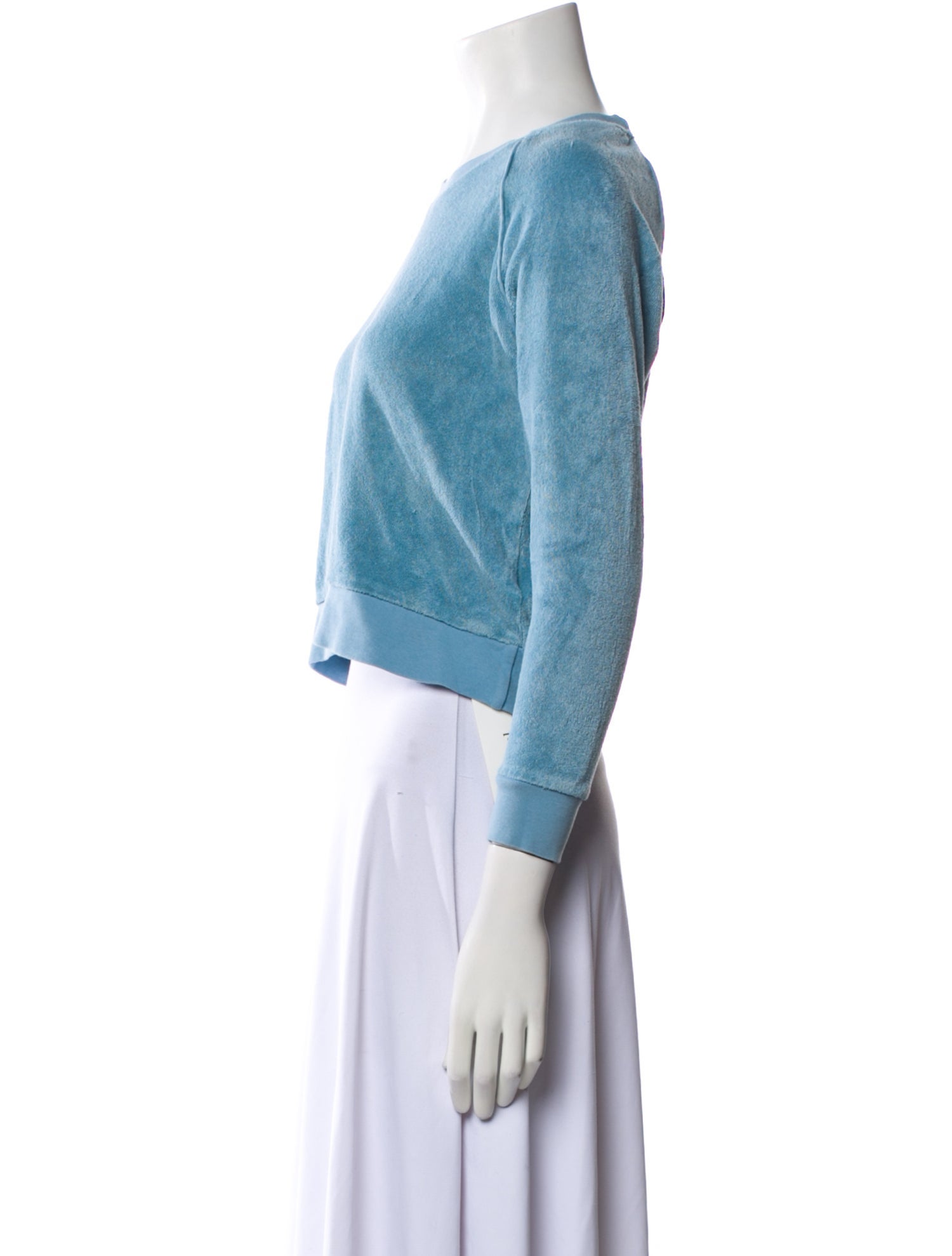 Suzie Kondi Bateau Neckline Three-Quarter Sleeve Crop Top