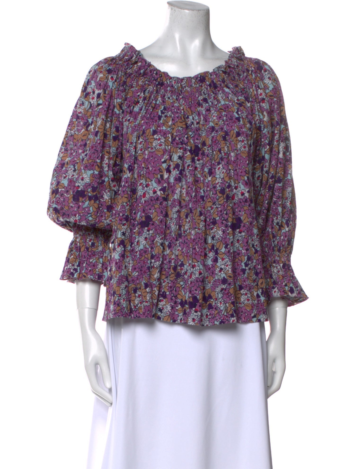 Suzie Kondi Floral Print Bateau Neckline Blouse