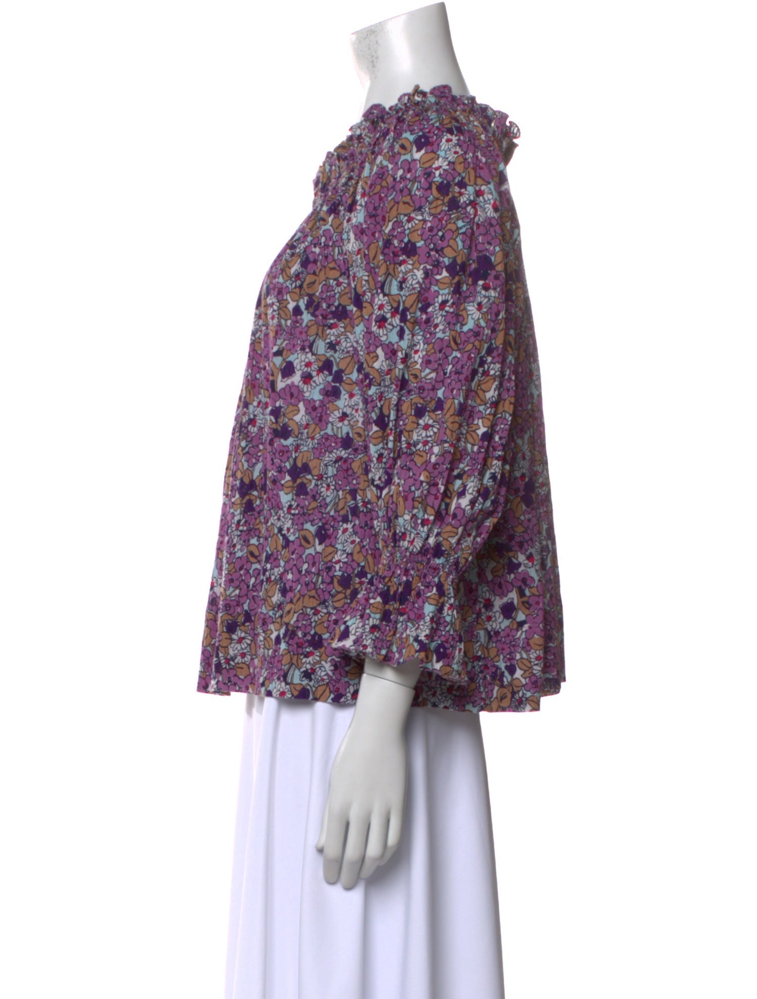 Suzie Kondi Floral Print Bateau Neckline Blouse