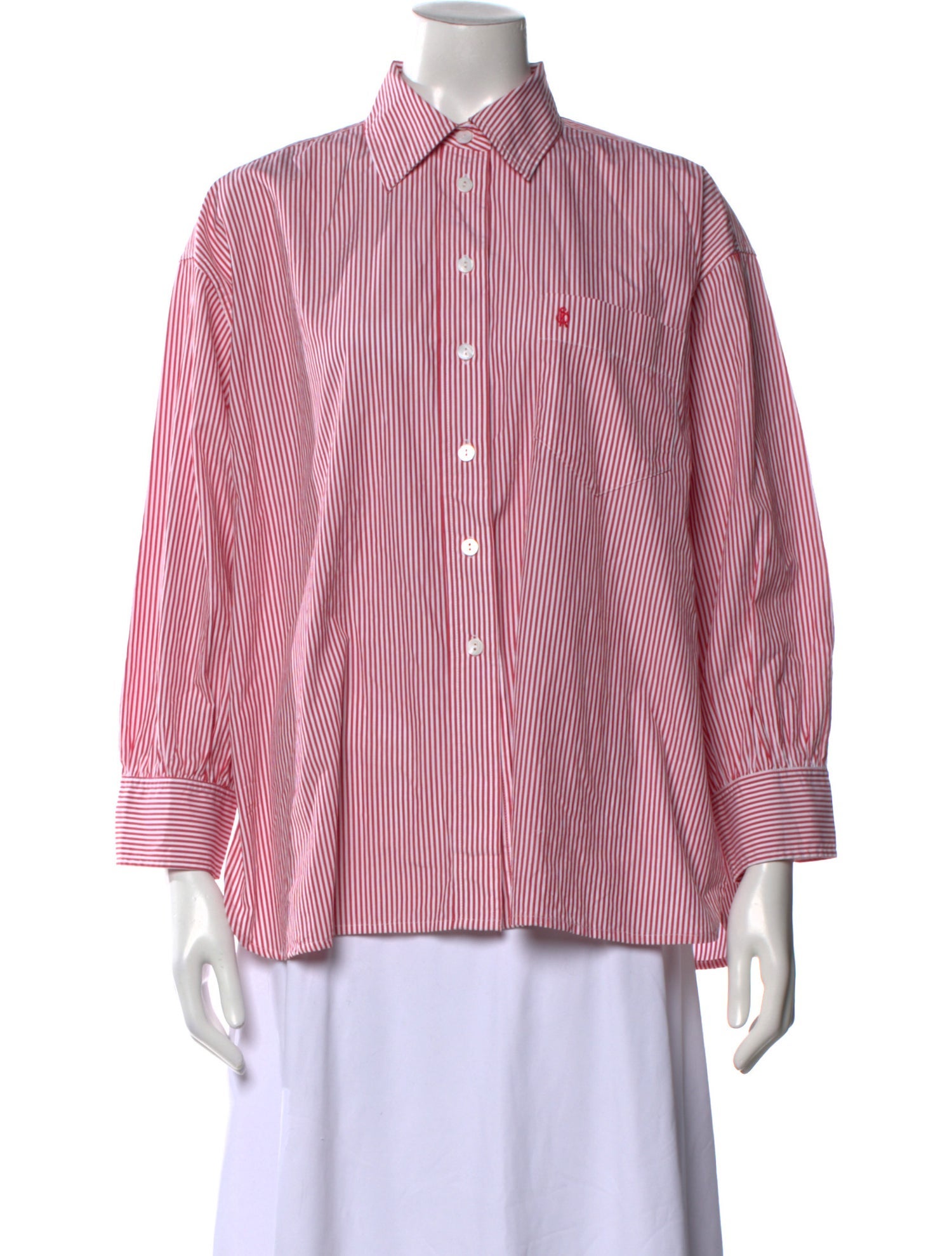 Suzie Kondi Striped Three-Quarter Sleeve Button-Up Top