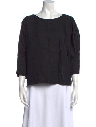 Suzie Kondi Linen Bateau Neckline Blouse