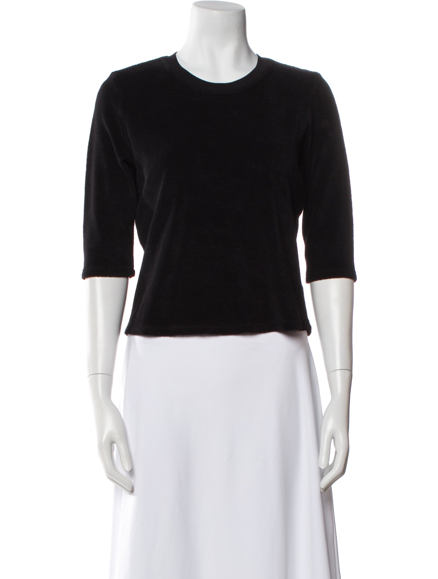 Suzie Kondi Crew Neck Three-Quarter Sleeve Crop Top