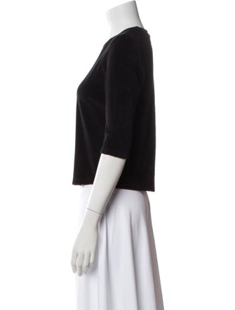 Suzie Kondi Crew Neck Three-Quarter Sleeve Crop Top