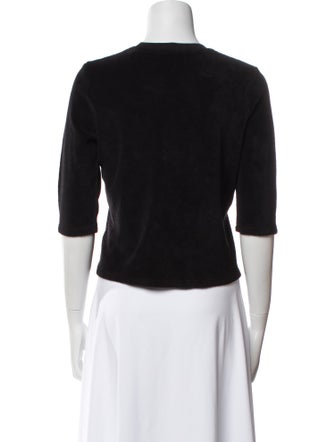 Suzie Kondi Crew Neck Three-Quarter Sleeve Crop Top