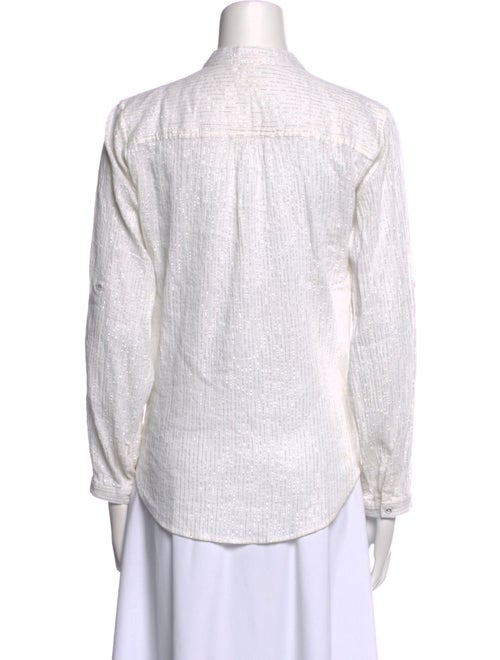 Suzie Kondi Striped Mock Neck Button-Up Top