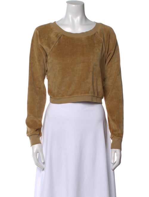 Suzie Kondi Bateau Neckline Long Sleeve Crop Top