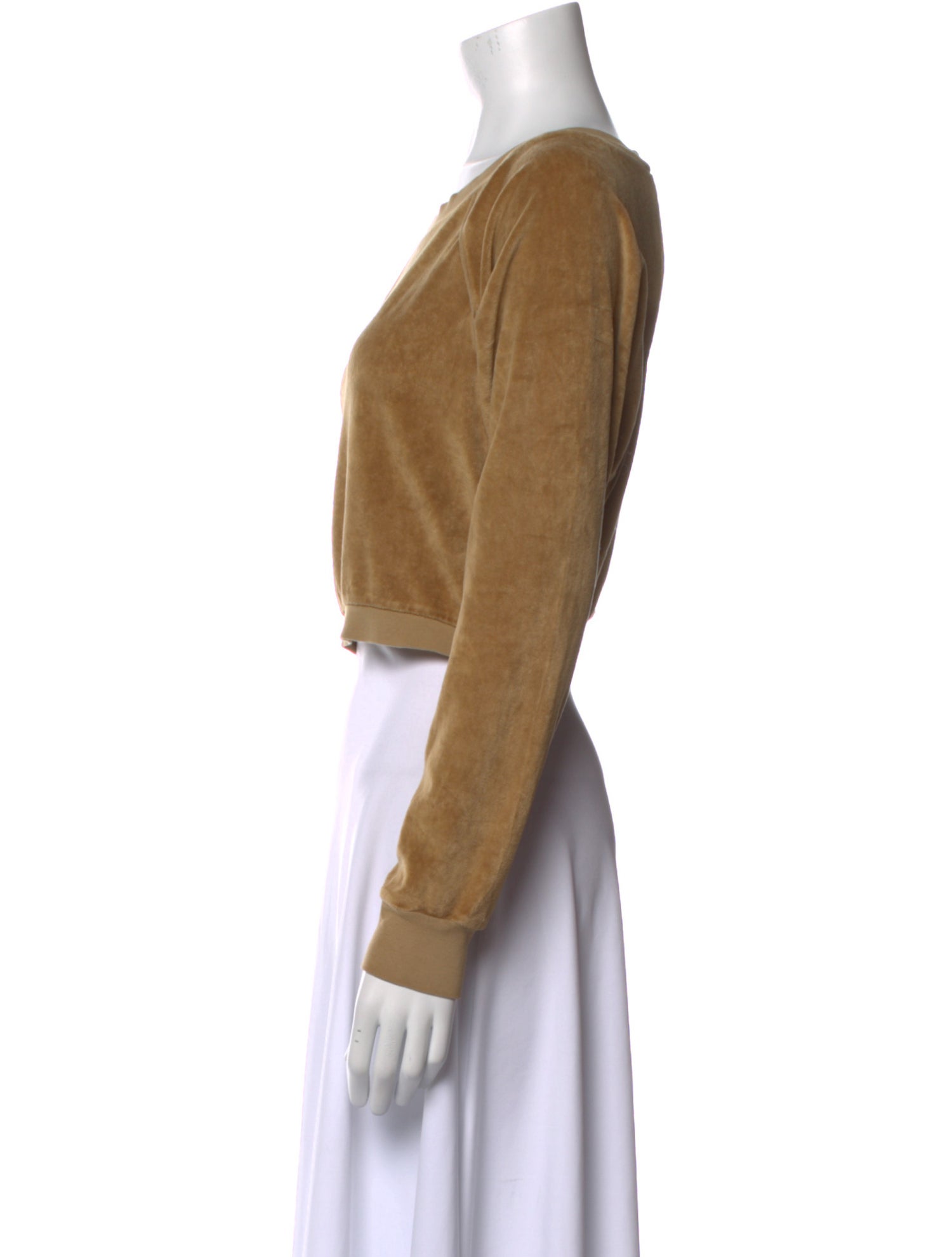 Suzie Kondi Bateau Neckline Long Sleeve Crop Top