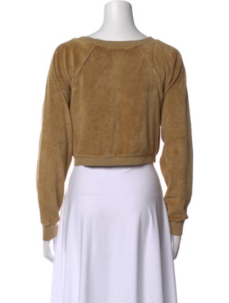 Suzie Kondi Bateau Neckline Long Sleeve Crop Top