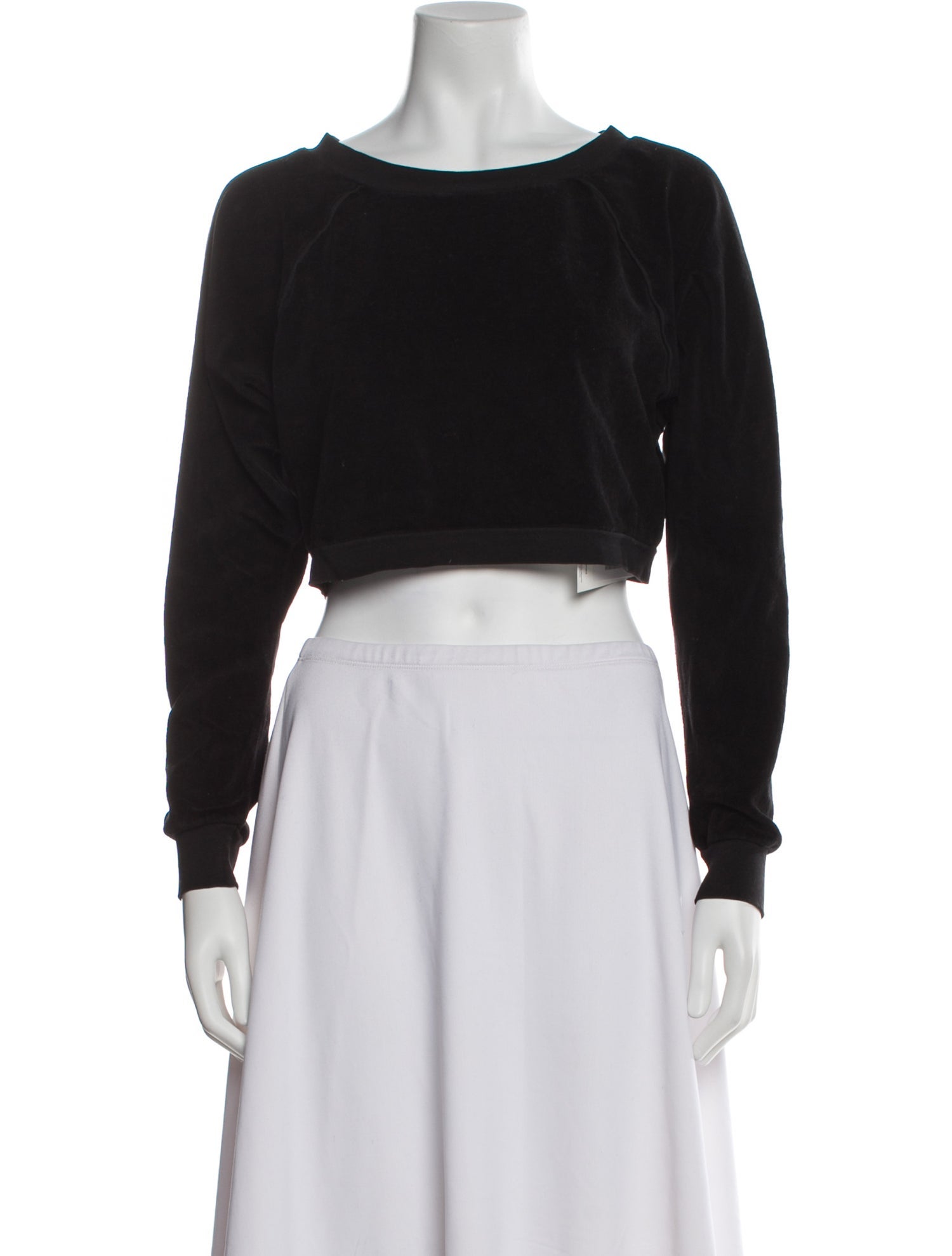 Suzie Kondi Bateau Neckline Long Sleeve Crop Top