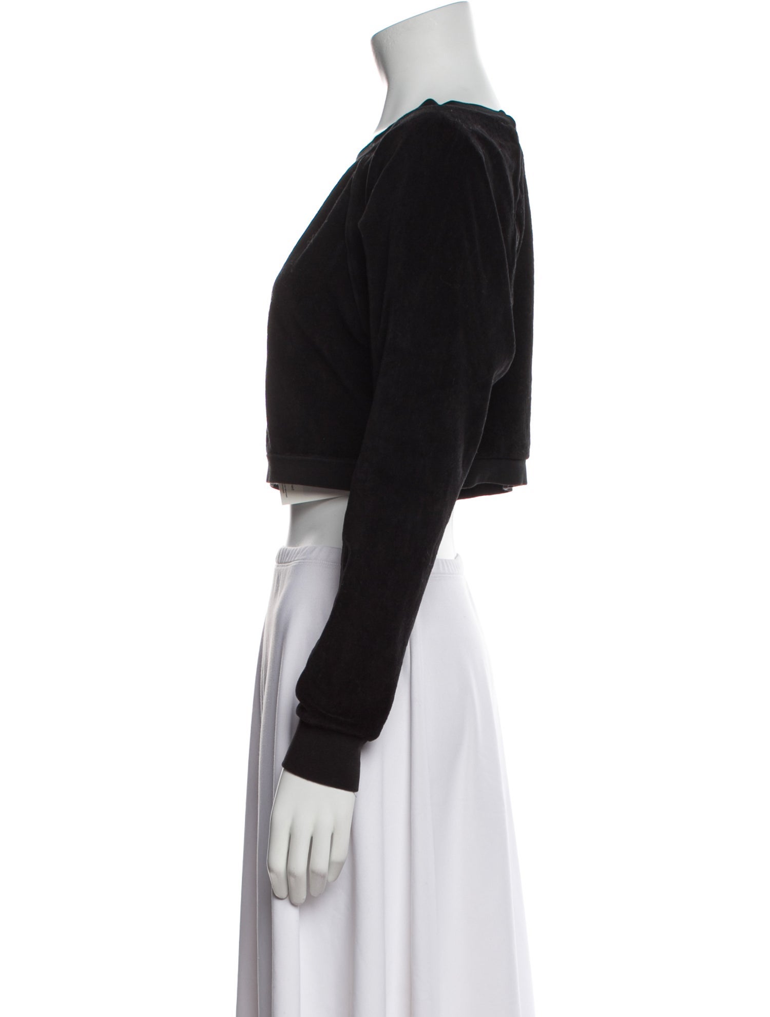 Suzie Kondi Bateau Neckline Long Sleeve Crop Top