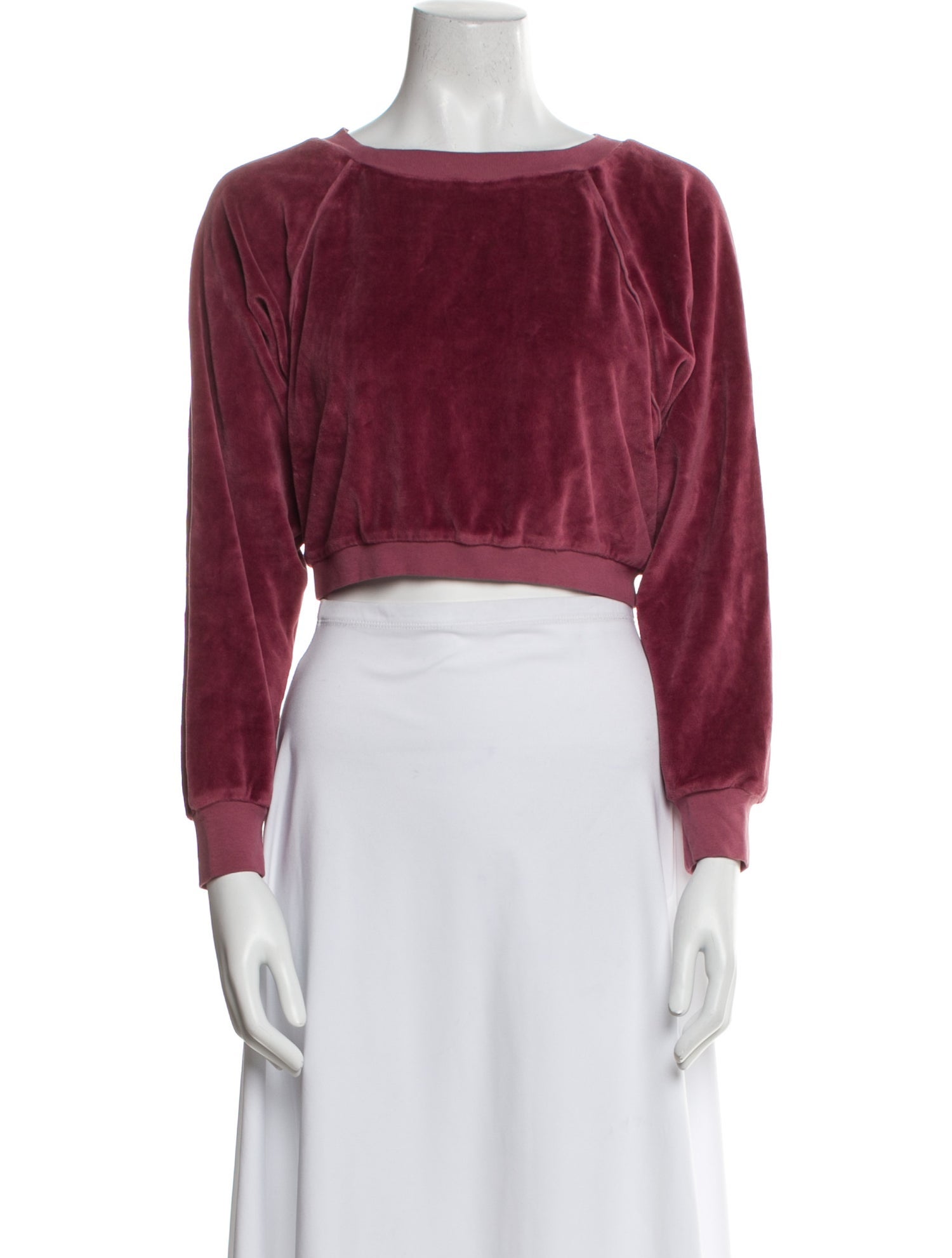 Suzie Kondi Velvet Bateau Neckline Crop Top