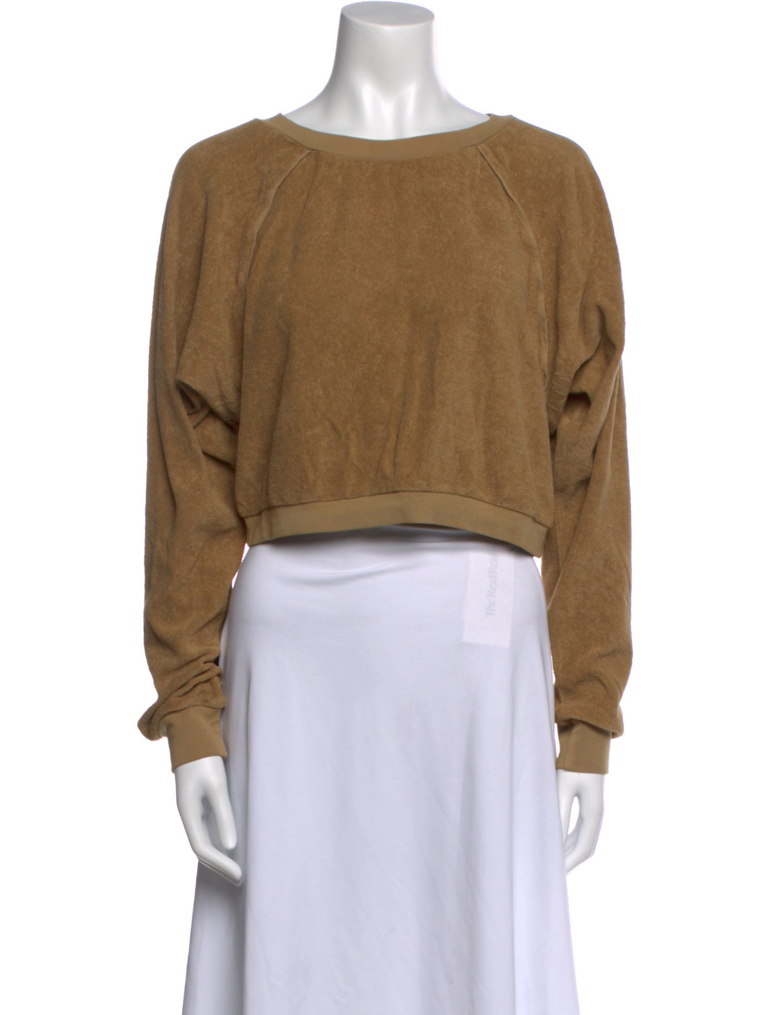 Suzie Kondi Bateau Neckline Long Sleeve Crop Top