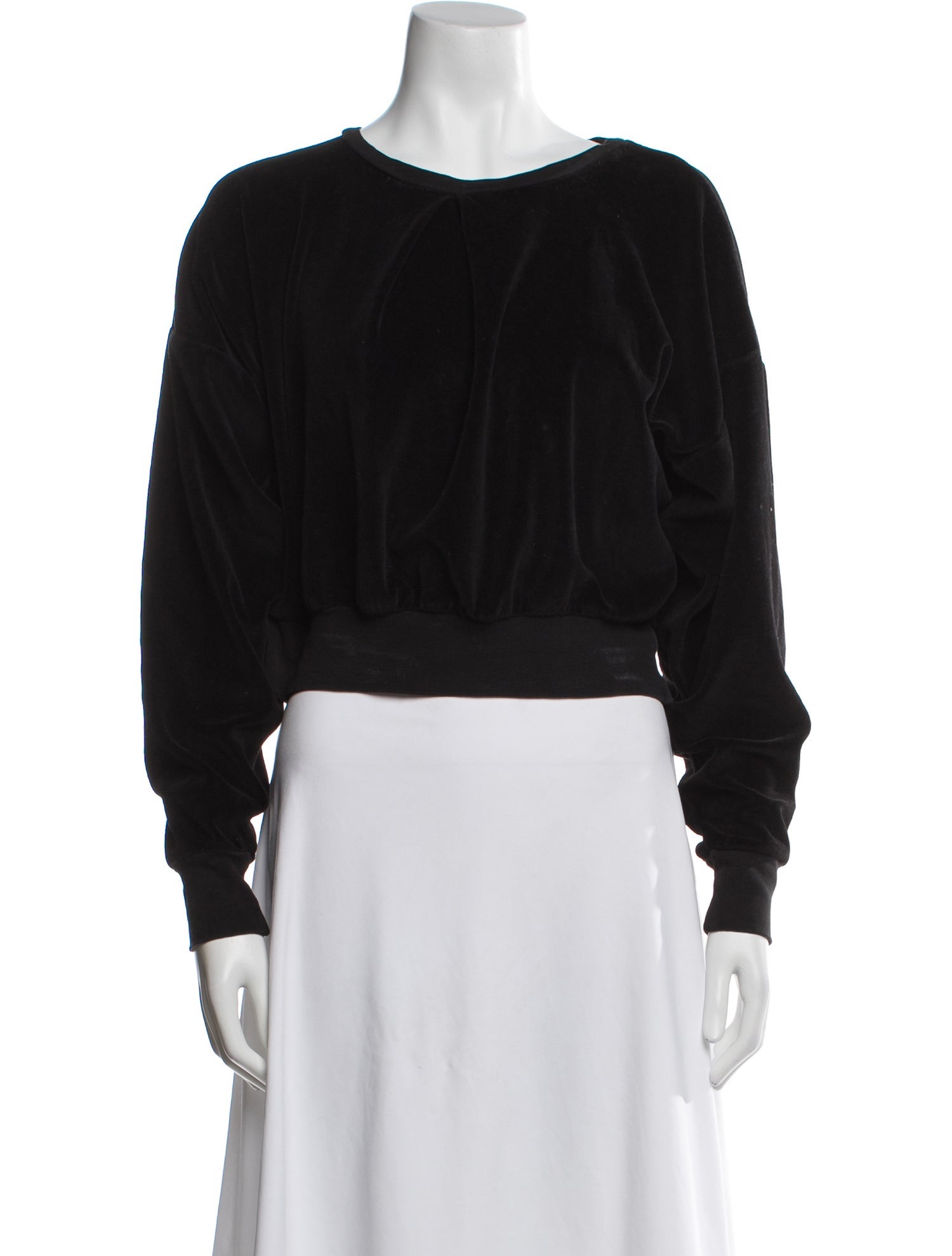 Suzie Kondi Bateau Neckline Long Sleeve Crop Top