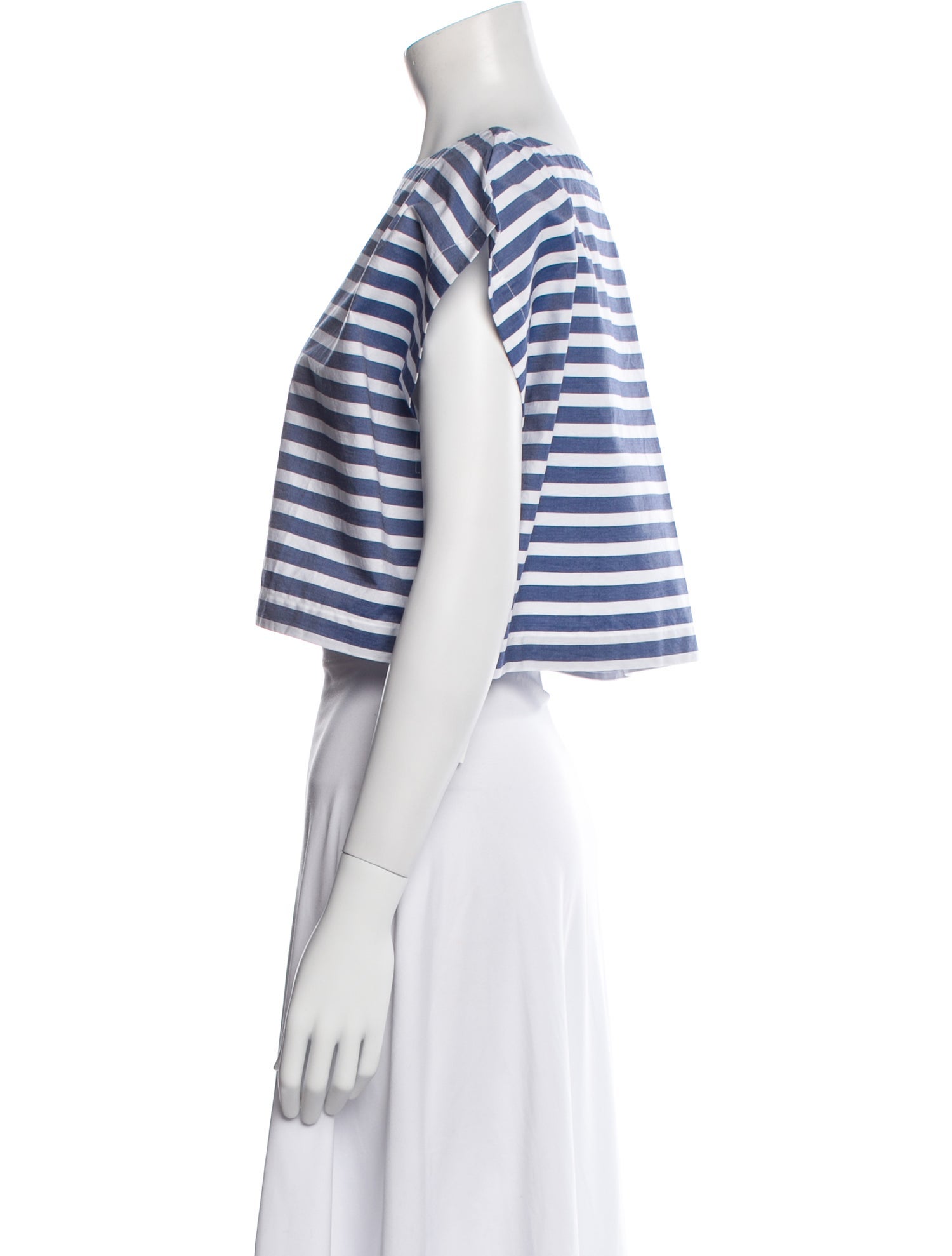 Suzie Kondi Striped Bateau Neckline Crop Top