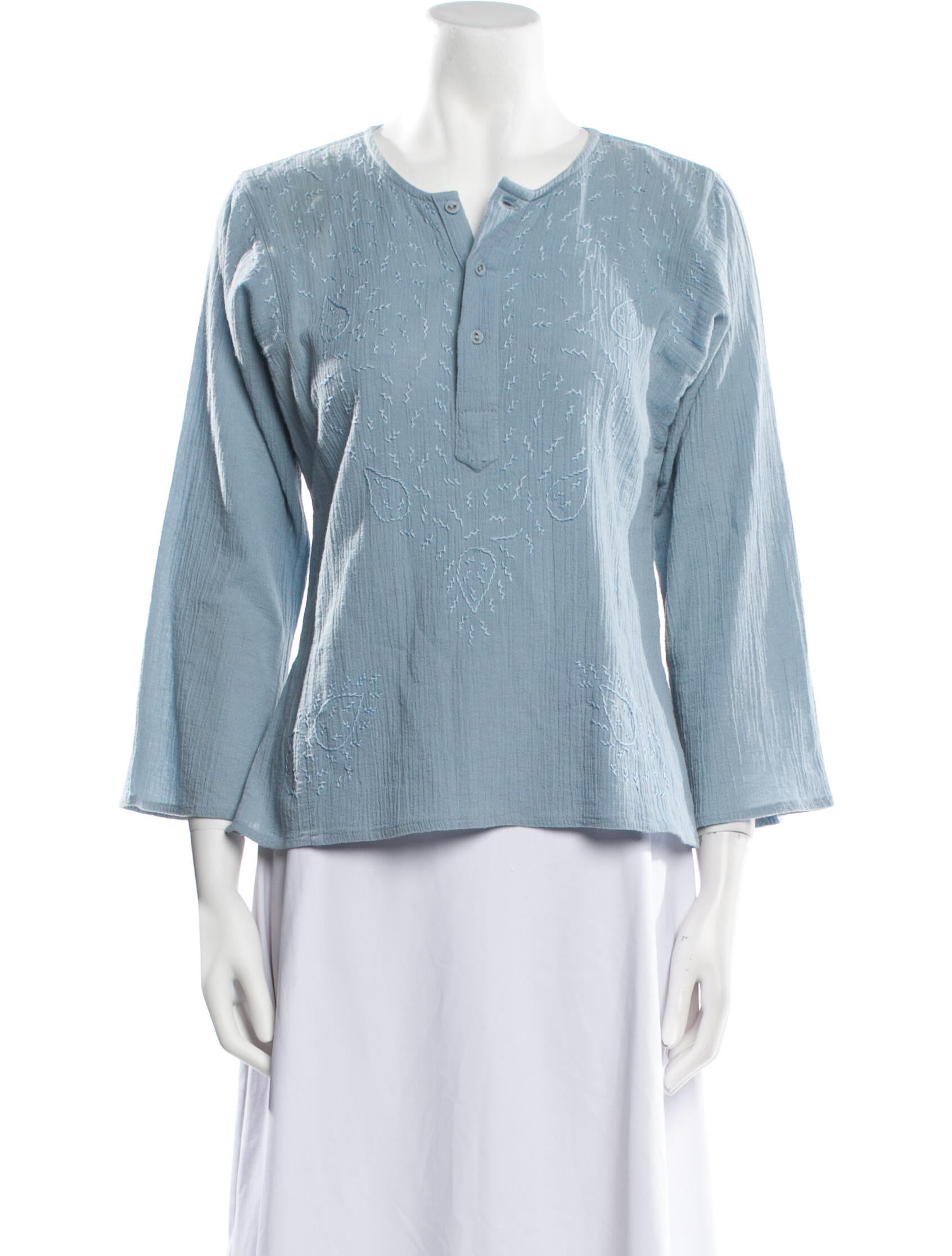 Suzie Kondi V-Neck Three-Quarter Sleeve Blouse