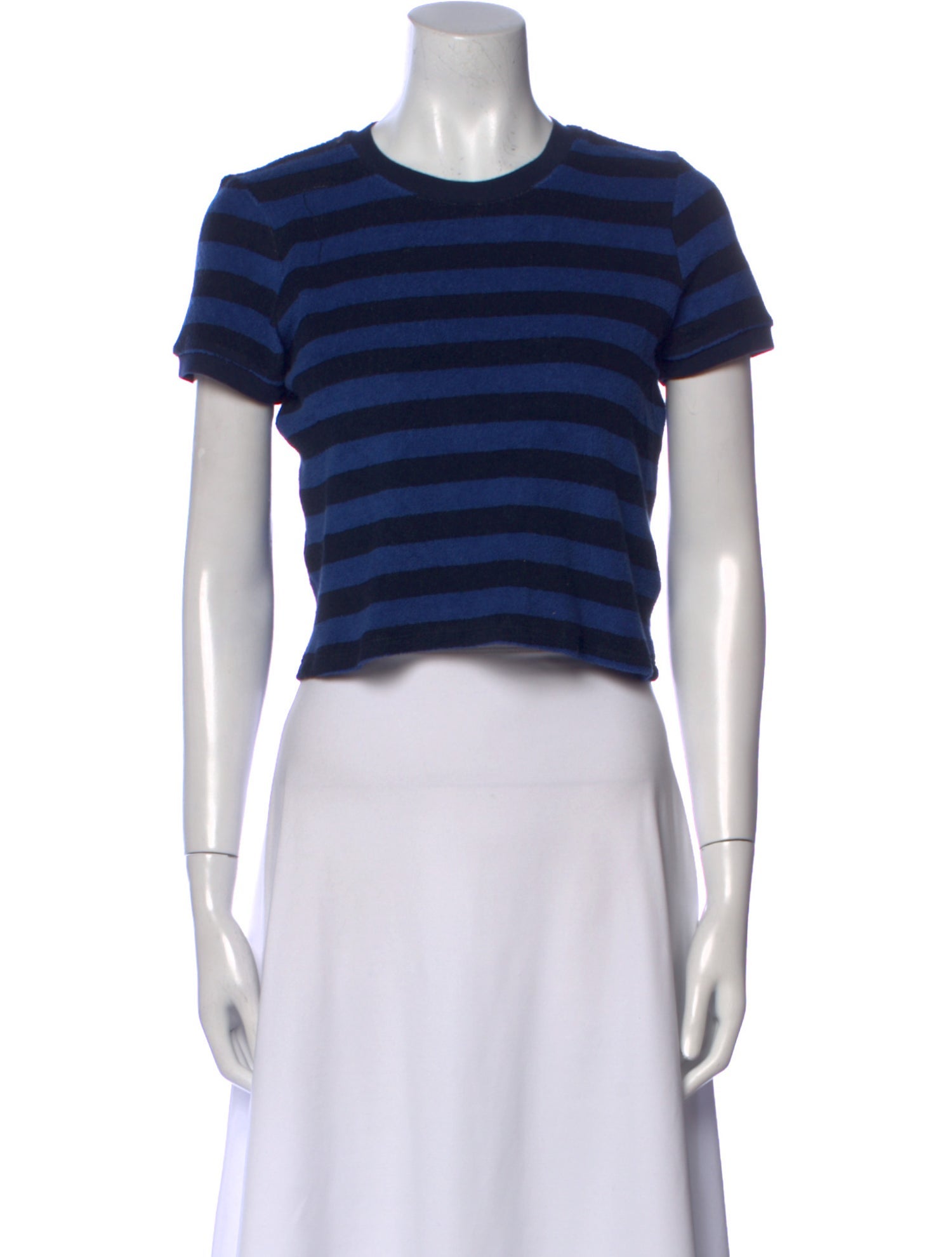 Suzie Kondi Striped Crew Neck Crop Top