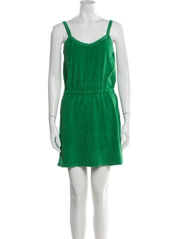 Pre-owned Suzie Kondi Square Neckline Mini Dress In Green