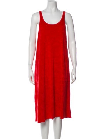 Pre-owned Suzie Kondi Terry Cloth Knee-length Dress In Red