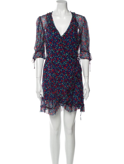 The Kooples Floral Print Mini Dress Blue
